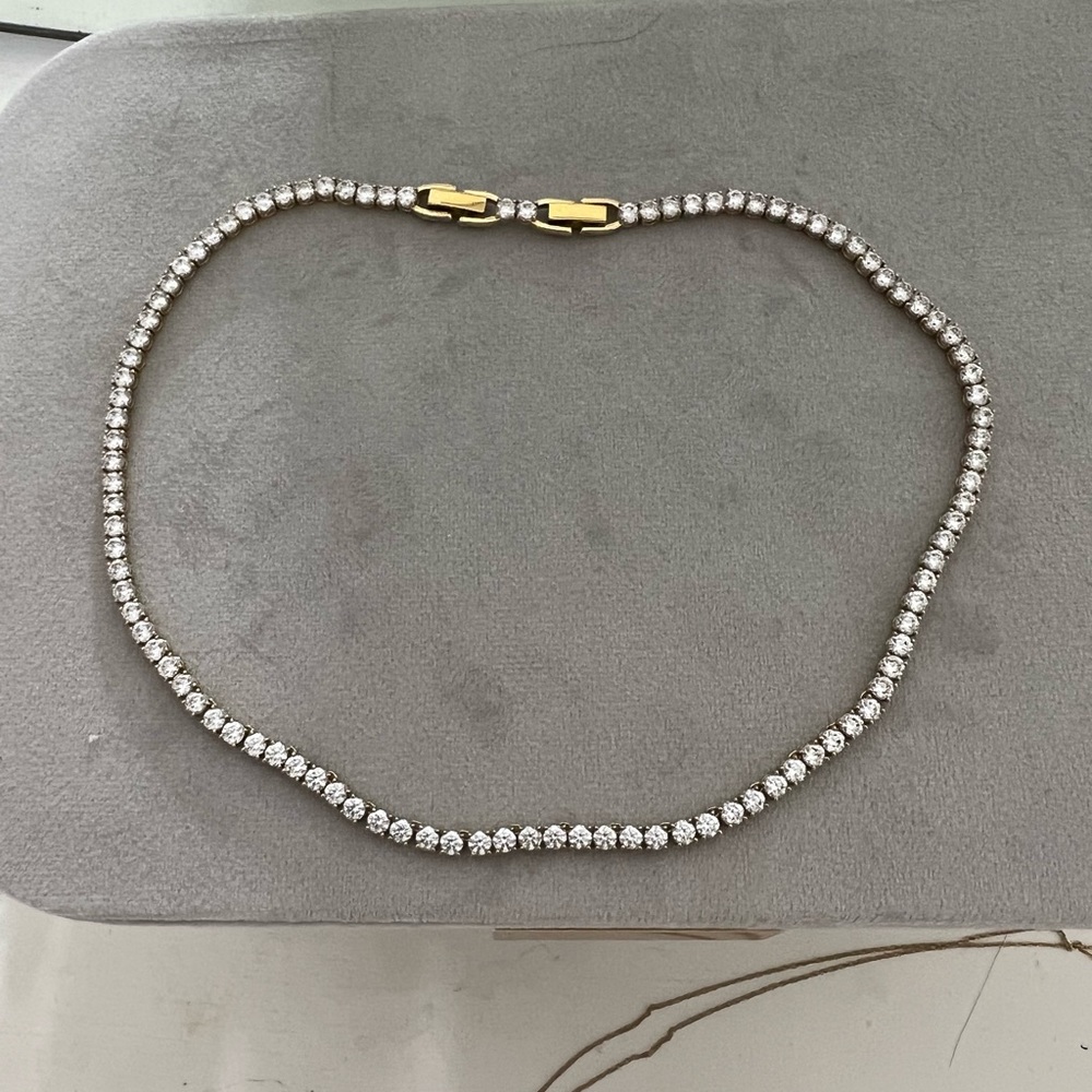 Swarovski gold tennis necklace